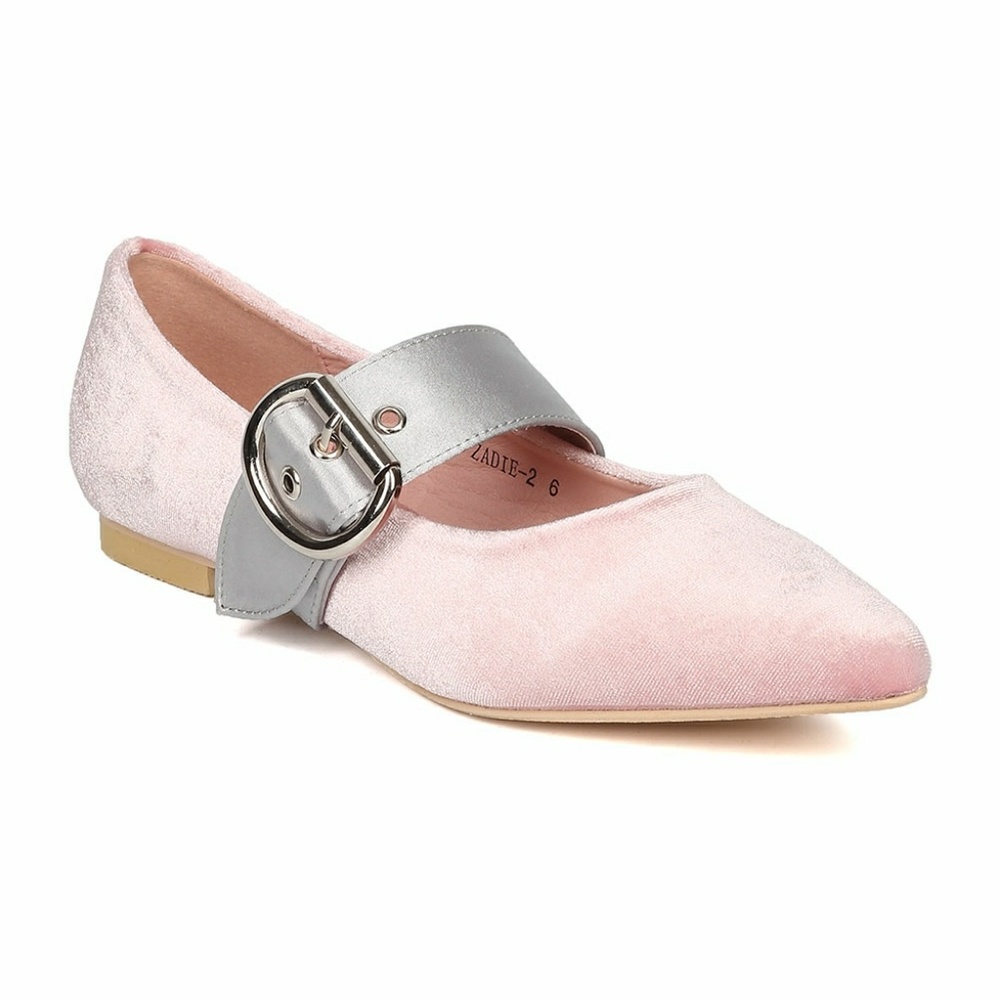 🚨1 Pair Left🆕Pink Velvet Baby Doll Flat - Picture 3 of 8